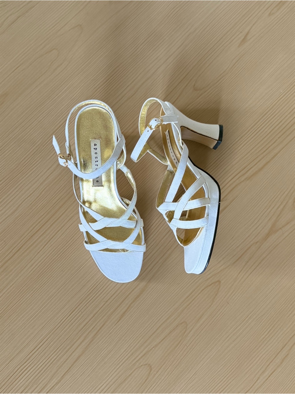 Apostrophe White Strappy Block Heel Sandals Y2K platform heels kittenblock heels - Picture 2 of 9